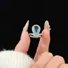 Anillo de Flor de Pedrería Colorida Romántica de Primavera y Verano, Anillo de Moda de Nicho de Lujo Ligero Exquisito de Alto Valor Creativo de Gama Alta