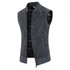 Chaqueta Cárdigan Casual de Otoño para Hombre con Forro Polar, Chaleco de Cuello Alto, Chaleco Suéter Multicolor Talla Grande Otoño-Invierno