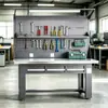 Bancada de trabalho de aço inoxidável de alta resistência, mesa de reparo para mecânicos de oficina, bancada de montagem experimental