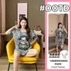 Pijama de Algodón Nube Versión Coreana 2026 con Almohadillas en el Pecho, Popular Conjunto Corto Doble de Verano con Dibujos Animados para Mujer, Estilo Lindo