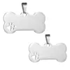 Venta al por mayor Transfronteriza Acero Inoxidable Etiqueta Cortada Huella de Pata Hueso Placa de Perro en Blanco Láser Metal DIY Etiqueta para Mascotas Anti-Pérdida