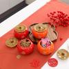 Cerámica de Caqui Auspicioso Recipiente Sellado para Té Caja de Dulces Torta de Té Favor de Boda Caja de Regalo Set Recipiente de Té de Caqui Auspicioso