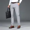 Pantalones Casuales de Negocios de Verano Delgados para Hombre, Elásticos, de Spandex, Seda Helada, Pantalones de Traje para Hombre, Pantalones para Hombre, Negros