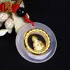 Colgante de jade con incrustaciones de oro calcedonia ágata con incrustaciones de oro para correr a tiempo Guanyin Buda hombres y mujeres parejas tienda de oro regalos