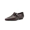 Zapatos de mujer de punta estilo británico 2026 nueva temporada primavera y otoño corte profundo tacón de cuña 2cm tacón bajo retro para ir al trabajo zapatos de cuero