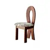 Silla de Comedor Francesa Retro de Madera Maciza, Silla de Maquillaje para el Hogar Estilo Mediados de Siglo, Silla con Respaldo, Silla Simple Nórdica