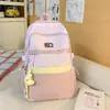 Mochila Escolar Estilo Coreano com Design Color-Blocking Único, Mochila da Moda com Alto Apelo Estético, Sensação Relaxada, Leve, Mochila de Viagem de Grande Capacidade
