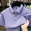 Nueva camisa polo de algodón de color liso de alta gama para hombre, camiseta de manga corta, camisa de vestir con cuello camisero, top moderno para el verano