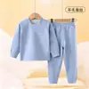 Pijama Térmico de Fleece Infantil Outono e Inverno Lã Seda Sem Costura Conjunto de Top e Calça para Meninos e Meninas Roupa Íntima Espessa