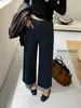 Suxinlan/YOUMO Colección de Otoño Estilo Minimalista Coreano Versátil Elástico en Cuatro Direcciones Jeans Rectos Acortados para Mujer 95312