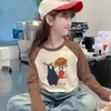 Camada Base de Lã para Meninas 2026 Outono/Inverno Gola Redonda Manga Longa Raglan Crianças Médias a Grandes Roupa Íntima Top Quente Escovado Tendência