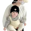 Gorros para Bebé para Otoño e Invierno Etiqueta Redonda Coreana con Letras para Niños y Niñas, Gorros Cálidos de Lana para Bebés de Pocos Meses, Gorros con Protección para las Orejas