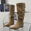 Primeiro Encontro Temporada Aumento Veludo Cano Alto Acima do Joelho Botas Longas Outono 2026 Novo Estilo Bico Fino Temperamento Moda Botas Manga Feminino
