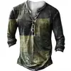 Nueva Camiseta de Manga Larga Casual de Moda para Hombre con Estampado Digital 3D, Serie de 7 Botones Transfronteriza Europea y Americana
