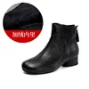 Botines Retro de Moda con Punta Redonda para Mujer 2026 Otoño/Invierno Nuevos de Piel Genuina con Tacón Grueso Medio y Cierre Trasero Suela Suave Botas Adelgazantes