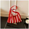Bolsa Tote Listrada Tecida de Grande Capacidade de Alta Qualidade Transfronteiriça para Mulheres, Bolsa de Ombro Versátil da Moda Tendência Casual