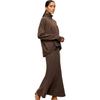 Otoño 2024 Nuevo Top Europeo y Americano Transfronterizo de Amazon para Mujer con Cuello Medio Alto, Falda Slim Línea A, Conjunto de Dos Piezas