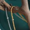 Pulsera con incrustaciones de circonitas y costuras redondas geométricas, collar y traje de dos piezas, joyería de moda de comercio exterior