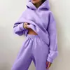 Outono e Inverno Amazon Cross-border Europeu e Americano Feminino Cor Sólida Casual Moda Engrossado Manga Longa Suéter Calças Conjunto de Duas Peças