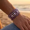 Pulsera de Cuentas Elásticas Multicapa de Cristal de Colores Transfronteriza Europea y Americana Estilo Vacacional Versátil Retro Pulsera de Cuentas Multicapa