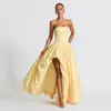 Moda Femenina 2025 Europea y Americana Comercio Transfronterizo de Amazon Vestido Largo Strapless Sexy Ajustado que Ceñe la Cintura con Abertura