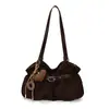 Elegante bolsa feminina vintage 2026 novo modelo, bolsa de ombro para o dia a dia de grande capacidade, bolsa sacola balde plissada de estilo descontraído