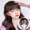 Peluca con flequillo y banda para el cabello, trenza integrada, horquilla que cubre el cabello blanco, tocado, artefacto para la cabeza, diadema natural para la frente, pieza de peluca