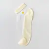 Calcetines de verano para mujer, calcetines cortos de moda estilo ins con margaritas pequeñas, calcetines finos de seda de vidrio de corte bajo, calcetines transparentes de cristal coreanos y japoneses