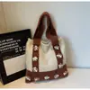 Moda 2025 Inverno Nova Moda Casual Bolsa de Tricô Bolsa de Ombro Bolsa Tote com Flores Coloridas Bolsa de Axila Bolsa Feminina