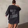 Camiseta de Verão com Diamantes Aliexpress Transfronteiriço Camiseta Casual Roupa Casual de Rua Top Solto Harajuku Estampa de Letras
