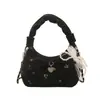 Estampado floral estilo coreano, bolso de mano plisado de moda, bolso con forma de nube para mujer, nueva colección 2026, bolso de hombro chic, bolso cruzado, bolso para el trabajo, bolso con forma de dumpling