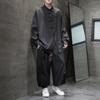 Outono 2023 Roupas masculinas estilo chinês Estilo chinês fivela escura camisa seda gelo função utilitária calças de bolso grande terno masculino