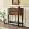 Mesa Consola de Madera Maciza Americana Contra la Pared Mesa Consola Ultradelgada Pasillo Pasillo de Sala de Estar Francesa Gabinete Decorativo Retro Gabinete de Almacenamiento