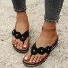 Estilo Verano 2021 Estilo Europeo y Americano Espiga Cuña Color Sólido Casual Chanclas Florales para Mujer Talla Grande Inventario Listo Transfronterizo Tacones Altos