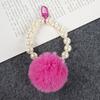Nuevo llavero con colgante de bola de pelo, cadena de cuentas, pequeño, fresco, blanco brillante, accesorios de cadena, gancho para puerta pintado, funda para auriculares, decoración