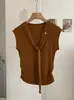 KEKEZOON Elegante Camiseta sin Mangas con Cuello Chal para Mujer, Nueva Temporada Otoño Ajustada Versátil Color Sólido Top 8506