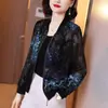 Blusa casual de verão plus size solta estilosa com proteção solar feminina, jaqueta leve de chiffon com proteção UV de manga longa para mulheres