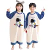 Saco de dormir de franela para niños con diseño de astronauta para otoño e invierno, a prueba de patadas, mono pijama de invierno para niños y niñas, forro polar de coral
