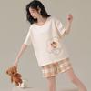 Pijama Nuevo de Verano para Niñas, Shorts de Manga Corta, Estilo Cartoon Cuello Redondo, Se Puede Usar Afuera, Conjunto para Estar en Casa, Dropshipping Disponible