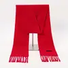 Bufanda Chal de Color Sólido de Alta Gama para Hombres y Mujeres, Calentador de Cuello Rojo Brillante, Cachemira Sintética, Otoño e Invierno, Borla Cálida, Longitud Extendida, Versátil