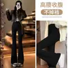 Calças pantalona plus size femininas para primavera e outono de 2026, novas leggings pretas de cintura alta emagrecedoras que levantam o bumbum com microflare para yoga