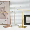 Expositor de arame de aço inoxidável para lenços, coletes, lingerie, roupas íntimas e bolsas; cabide de gravata multifuncional em forma de T; estante de exposição de joias para loja de roupas