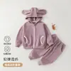 Ropa nueva de otoño para niñas, traje de mezcla de lana, versátil y elegante, ropa de otoño para bebés, ropa infantil con capucha estilo coreano para niños pequeños