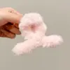 Pinza de garra de felpa para otoño e invierno, estilo elegante, para cabello fino en la nuca, pinza para el cabello de tamaño mediano para mujer, accesorio para el cabello tipo pinza de tiburón