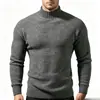 Tricô Masculino Europeu e Americano Outono e Inverno Cor Sólida Simples Gola Alta Camada Base Masculino