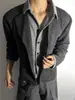 Jaqueta Cardigan de Tricô Jacquard Floral Falso Duas Peças para Homem, Outono Nicho Patchwork Gola Camisa Suéter Cinza