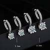Aretes de Lazo de Plata S925 para Transmisión en Vivo Lujo Accesible Aretes de Moissanita Venta al por Mayor Simples Borlas de Zirconia Clip para Oreja Ganchos para Oreja para Mujer