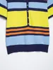 Venta al por mayor 2026 Verano Nuevo Estilo Europeo y Americano Camisa de Punto Rayada de Manga Corta con Cuello Solapa para Mujer 7326