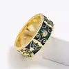Anillo de Mujer de Oro de 18 Quilates Creativo Hecho a Mano Esmalte Moda Patrón Bohemio Gota de Pegamento de Color Anillo de Compromiso