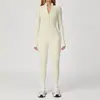 Macacão de Yoga com Zíper Transfronteiriço para Uso Externo, Forrado com Fleece, para Esportes de Alta Intensidade, Ajustado ao Corpo, Quente